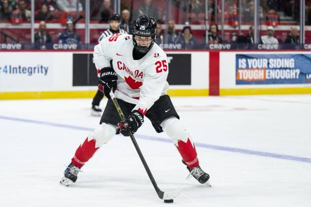 241226 Matthew Schaefer of Canada during the 2025 IIHF World Junior Championship game between Finland and Canada on December 26, 2024 in Ottawa Photo Mathias Bergeld BILDBYRAN kod MB MB1026 ishockey ice hockey jvm junior vm u20 2025 iihf world junior championship world juniors finland canada kanada 1 bbeng  Copyright: MATHIASxBERGELD BB241226MB166