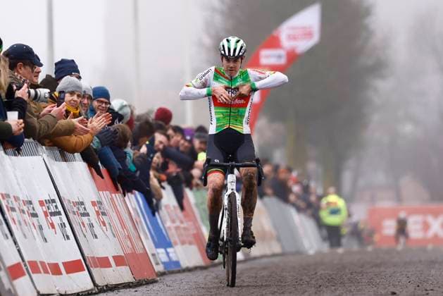 Exact Cross cyclocross Loenhout 2024 LOENHOUT, BELGIUM - DECEMBER 27 : Norbert Riberolle Marion (BEL) of Crelan - Corendon wins during the 5th leg of the Exact Cross cyclocross series 2024-2025 in Loenhout, Belgium, 27 12 2024 Loenhout Belgium  Copyright: xJanxDexMeuleneirx