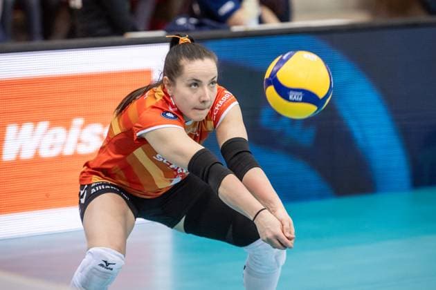 Roosa Koskelo Allianz MTV Stuttgart, 01 GER, Allianz MTV Stuttgart VfB Suhl LOTTO Thueringen, Volleyball Bundesliga, VBL, 2024 2025 season, 28 12 2024 GER, Allianz MTV Stuttgart VfB Suhl LOTTO Thueringen, Volleyball Bundesliga, VBL, 2024 2025 season, 28 12 2024 Stuttgart Copyright: xSandyxDinkelackerx EP_SDR
