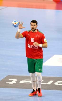 Photo Goal throw by Miguel Martins Portugal European Handball Championship, Main Round in Hamburg , on Tue 23 01 2024 Netherlands Portugal 33 33