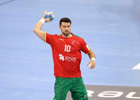 Photo Goal throw by Miguel Martins Portugal European Handball Championship, Main Round in Hamburg , on Tue 23 01 2024 Netherlands Portugal 33 33