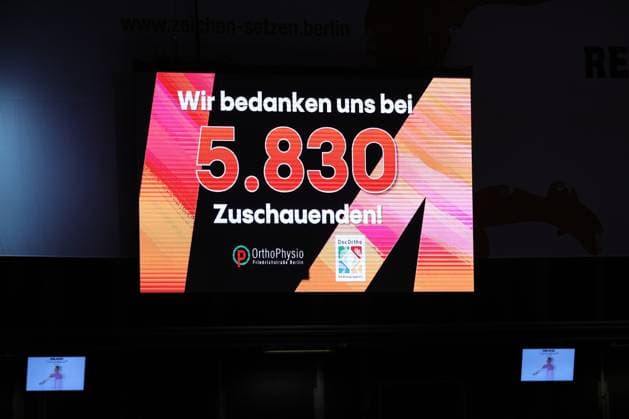 1 Volleyball Bundesliga, Berlin Recycling Volleys vs WWK Volleys Herrsching Symbolic image of the scoreboard showing the number of spectators during the match in 1 Volleyball Bundesliga, Berlin Recycling Volleys vs WWK Volleys Herrsching in Berlin, Max Schmeling Halle, on 29 12 2024 Copyright: xBEAUTIFULxSPORTS Frankex