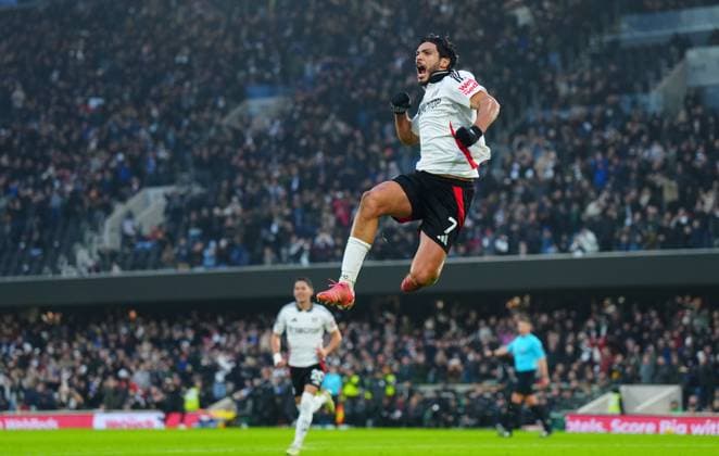 Bilder des Jahres 2024, Sport 12 Dezember Sport Themen der Woche KW52 Sport Bilder des Tages Raul Jimenez of Fulham celebrates scoring the opening goal Fulham v AFC Bournemouth, Premier League, Football, Craven Cottage, London, UK - 29 Dec 2024 EDITORIAL USE ONLY No use with unauthorised audio, video, data, fixture lists, club league logos or live services. Online in-match use limited to 120 images, no video emulation. No use in betting, games or single club league player publications.  Copyright: xJavierxGarcia Shutterstockx 15046756ar