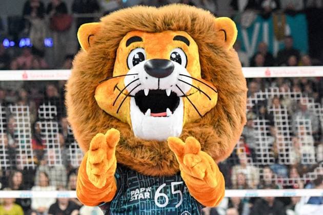 HOMER, mascot, lucky charm of the Powervolleys Düren, , 29 12 2024, Düren Germany , Volleyball, 1 Bundesliga Männer, SWD Powervolleys Düren ASV Dachau xmhx