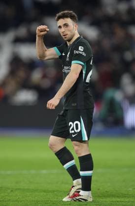 LONDON, ENGLAND - DECEMBER 29: Diogo Jota of Liverpool goal celebration after scoring to put Liverpool 5-0 ahead during the Premier League match between West Ham United FC and Liverpool FC at London Stadium on December 29, 2024 in London, England. (Crystal Pix) SPO  Copyright: xCrystalxPix