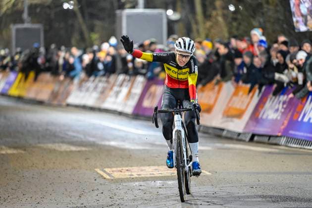 2024 Superprestige Cyclocross Diegem DIEGEM, BELGIUM - DECEMBER 30 : Cant Sanne (BEL) of Crelan - Corendon at the finish line during the 6th leg of the 2024 - 2025 Telenet Superprestige cyclocross women elite race the evening cross of Diegem on December 30, 2024 in Diegem, Belgium, 30 12 2024 Diegem Belgium  Copyright: xNicoxVereeckenx