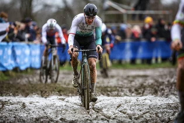 Belgian Daan Soete pictured in action during the men s elite race of the GP Sven Nys cyclocross cycling event on Wednesday 01 January 2025 in Baal, stage 5 8 in the X2O Badkamers Trofee Veldrijden competition. DAVIDxPINTENS  x109479403x