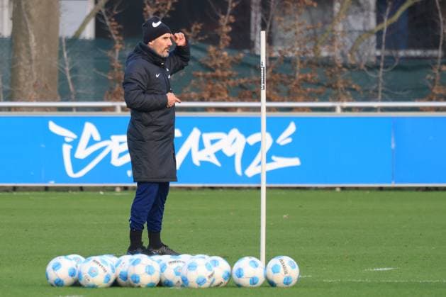 DEU, DFL, 2 FBL Hertha BSC, Training, 02 01 2025, Sportforum, Berlin, DEU, DFL, 2 FBL Hertha BSC, Training, im Bild Cheftrainer Cristian Fiel Hertha BSC Berlin DFL regulations prohibit any use of Photographs as image sequences and or quasi video Foto Juergen Engler nordphoto GmbH nordphotoxGmbHx xEngler nph00076
