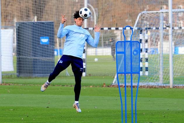 DEU, DFL, 2 FBL Hertha BSC, Training, 02 01 2025, Sportforum, Berlin, DEU, DFL, 2 FBL Hertha BSC, Training, im Bild Fabian Reese Hertha BSC Berlin 11 DFL regulations prohibit any use of Photographs as image sequences and or quasi video Foto Juergen Engler nordphoto GmbH nordphotoxGmbHx xEngler nph00076