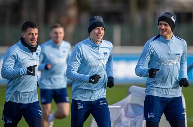 Football, Men, Season 2024 25, 2 Bundesliga, Hertha BSC, Training, v l Diego Demme Hertha BSC , Palko Dardai Hertha BSC , Marton Dardai Hertha BSC , 02 01 2025, Copyright: xSebastianxRäppold MatthiasxKochx