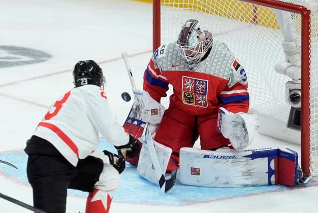 January 2, 2025, Ottawa, On, CANADA: Canada forward Tanner Howe (23) scores on Czechia goaltender Michael Hrabel (30) during first period IIHF World Junior Hockey Championship quarterfinal action in Ottawa, Thursday, Jan. 2, 2025. Canada News - January 2, 2025  - ZUMAc35_ 20250102_zaf_c35_058 Copyright: xAdrianxWyldx