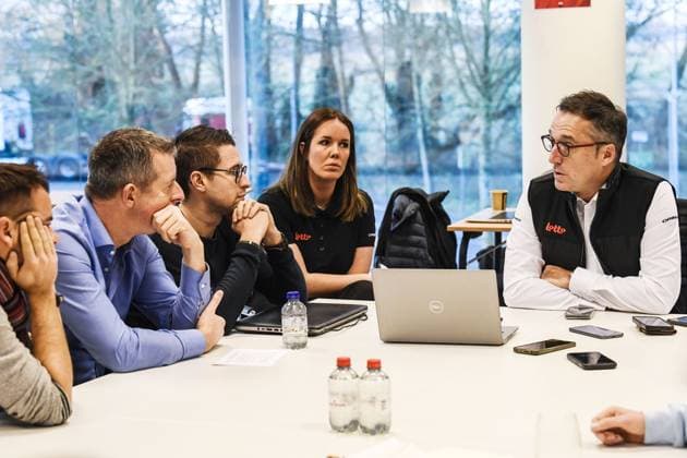 Lotto Dstny CEO Stephane Heulot speaks with the press at the Lotto Cycling Team media day, in Temse, Friday 03 January 2025.  x109553887x