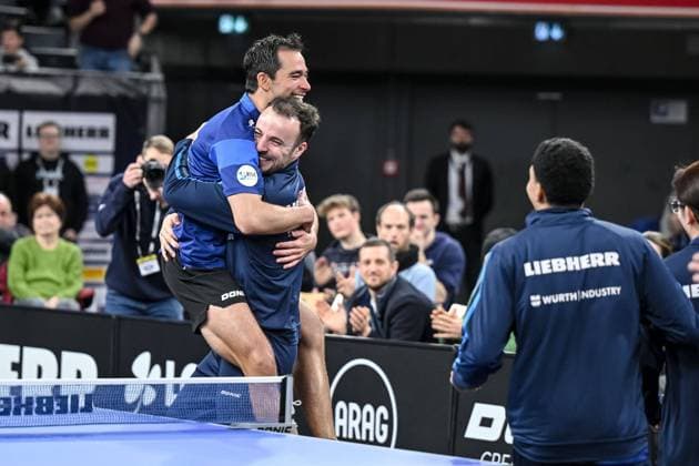 Bilder des Jahres 2025, Sport 01 Januar Sport Themen der Woche KW01 Sport Bilder des Tages Neu Ulm, Deutschland, 04.01.25: Hugo Calderano (TTF Liebherr Ochsenhausen) gestikuliert, gestik, jubelt nach dme Pokal Sieg waehrend des Liebherr Pokal-Final Four 2025 Final Spiels zwischen 1. FC SaarbruÌˆcken TT vs TTF Liebher Ochsenhausen in der ratiopharm Arena am 04. Januar 2025 in Neu Ulm, Deutschland. (Foto von Harry Langer DeFodi Images) ratiopharm Arena, Germany, 04.01.25: Hugo Calderano (TTF Liebherr Ochsenhausen) gestures during the Liebherr Pokal-Final Four 2025 Final match between 1. FC SaarbruÌˆcken TT vs TTF Liebher Ochsenhausen at Neu Ulm on January 4, 2025 in ratiopharm Arena, Germany. (Photo by Harry Langer DeFodi Images) Defodi-541_TTPOKA20250104_210 *** Neu Ulm, Germany, 04 01 25 Hugo Calderano TTF Liebherr Ochsenhausen gestures, gestures, cheers after winning the cup during the Liebherr Pokal Final Four 2025 Final match between 1 FC SaarbruÌˆcken TT vs TTF Liebher Ochsenhausen at ratiopharm Arena on January 04, 2025 in Neu Ulm, Germany Photo by Harry Langer DeFodi Images ratiopharm Arena, Germany, 04 01 25 Hugo Calderano TTF Liebherr Ochsenhausen gestures during the Liebherr Pokal Final Four 2025 Final match between 1 FC SaarbruÌˆcken TT vs TTF Liebher Ochsenhausen at Neu Ulm on January 4, 2025 in ratiopharm Arena, Germany Photo by Harry Langer DeFodi Images Defodi 541 TTPOKA20250104 210 Defodi-541
