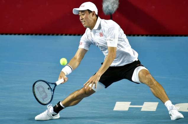 (250105) -- HONG KONG, Jan. 5, 2025 -- Nishikori Kei of Japan hits a return during the men s singles final against Alexandre Muller of France at the ATP250 Hong Kong Tennis Open in Hong Kong, south China, Jan. 5, 2025. ) (SP)CHINA-HONG KONG-TENNIS-ATP250-HONG KONG OPEN-FINAL (CN) LoxPingxFai 
