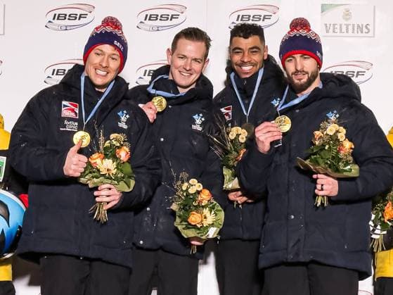 Bilder des Jahres 2025, Sport 01 Januar Sport Themen der Woche KW01 Sport Bilder des Tages WINTERBERG, GERMANY - 5 JANUARY, 2025: Great Britain: Brad Hall, Taylor Lawrence, Arran Gulliver, Greg Cackett IBSF World Cup, 4-man Bobsleigh - IBSF World Cup 2025, 4-man Bobsleigh at Veltins Ice Arena. For editorial use only. Resale or distribution is prohibited.  Copyright: xVitaliixKliuievx