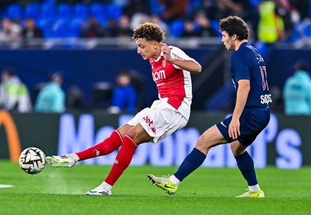 French Super Cup (Trophee des Champions) - Paris Saint-Germain vs AS Monaco Joao Neves of Paris Saint-Germain and Eliesse Ben Seghir of AS Monaco in action during the French Super Cup (Trophee des Champions) football final match between Paris Saint-Germain (PSG) and AS Monaco at the 974 stadium in Doha, Qatar on January 5, 2025. Copyright: xNOUSHADx
