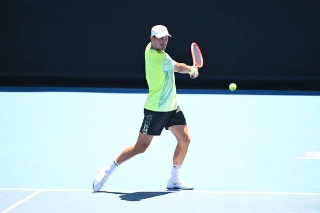 TENNIS AUSTRALIAN OPEN QUALIFYING, Bernard Tomic of Australia in action during their mens qualifying singles match between Bernard Tomic of Australia and Jozef Kovalik of Slovakia for the Australian Open tennis tournament at Melbourne Park in Melbourne, Tuesday, January 7, 2025. ( NO ARCHIVING, EDITORIAL USE ONLY, NO USE IN BOOKS WITHOUT CONSENT MELBOURNE VICTORIA AUSTRALIA  Copyright: xJAMESxROSSx 20250107180570009856