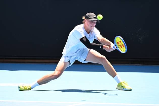 TENNIS AUSTRALIAN OPEN QUALIFYING, Cruz Hewitt of Australia in action during their mens qualifying singles match between Cruz Hewitt of Australia and Nikoloz Basilashvili of Georgia for the Australian Open tennis tournament at Melbourne Park in Melbourne, Tuesday, January 7, 2025. ( NO ARCHIVING, EDITORIAL USE ONLY, NO USE IN BOOKS WITHOUT CONSENT MELBOURNE VICTORIA AUSTRALIA  Copyright: xJAMESxROSSx 20250107190807253291