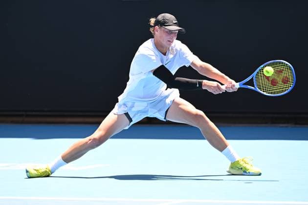 TENNIS AUSTRALIAN OPEN QUALIFYING, Cruz Hewitt of Australia in action during their mens qualifying singles match between Cruz Hewitt of Australia and Nikoloz Basilashvili of Georgia for the Australian Open tennis tournament at Melbourne Park in Melbourne, Tuesday, January 7, 2025. ( NO ARCHIVING, EDITORIAL USE ONLY, NO USE IN BOOKS WITHOUT CONSENT MELBOURNE VICTORIA AUSTRALIA  Copyright: xJAMESxROSSx 20250107127758282819