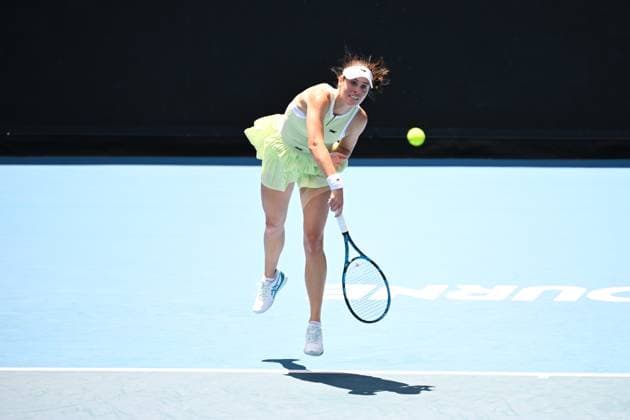 TENNIS AUSTRALIAN OPEN QUALIFYING, Kimberly Birrell of Australia in action during their womens qualifying singles match between Kimberly Birrell of Australia and Sara Saito of Japan for the Australian Open tennis tournament at Melbourne Park in Melbourne, Tuesday, January 7, 2025. ( NO ARCHIVING, EDITORIAL USE ONLY, NO USE IN BOOKS WITHOUT CONSENT MELBOURNE VICTORIA AUSTRALIA  Copyright: xJAMESxROSSx 20250107148209336452