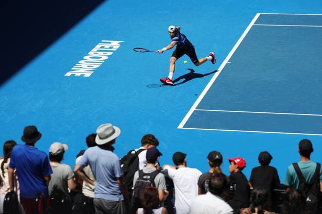 Jack Draper of Great Britain hits a backhand during a practice session Australian Open, Tuesday Previews, Tennis, Melbourne Park, Melbourne, Australia - 07 Jan 2025  Copyright: xRachelxBach Shutterstockx 15078714ab