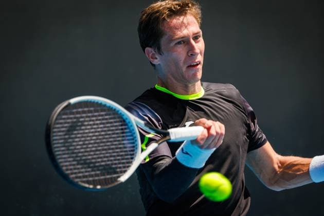 Belgian Kimmer Coppejans pictured during a men s qualifying singles first round game between Belgian Coppejans and French Martineau, at the Australian Open Grand Slam tennis tournament, Tuesday 07 January 2025 in Melbourne Park, Melbourne, Australia. The 2024 edition of the Australian Grand Slam takes place from January 14th to January 28th. Coppejans won 2-6, 7-6, 6-1. PATRICKxHAMILTON  x109856567x