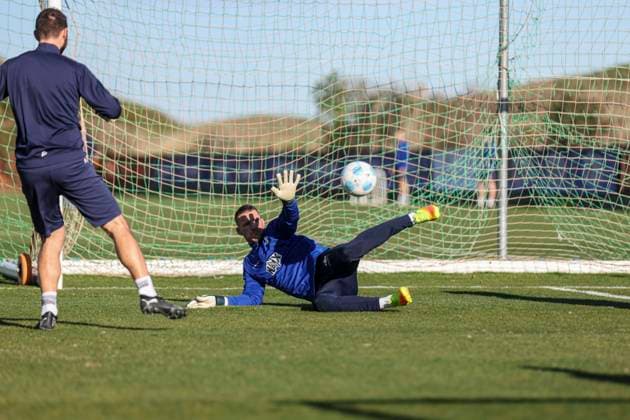 Marcel Schuhen in action at the SV Darmstadt 98 training camp in Valencia, El Saler on 07 01 25 in El Saler, Valencia xamx Photo Alfio Marino Copyright: