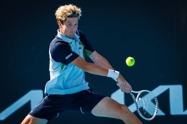 Belgian Alexander Blockx pictured during a men s qualifying singles first round game between Belgian Blockx and American Spizzirri, at the Australian Open Grand Slam tennis tournament, Tuesday 07 January 2025 in Melbourne Park, Melbourne, Australia. The 2025 edition of the Australian Grand Slam takes place from January 14th to January 28th. PATRICKxHAMILTON  x109857917x