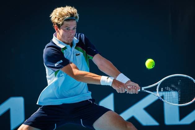 Belgian Alexander Blockx pictured during a men s qualifying singles first round game between Belgian Blockx and American Spizzirri, at the Australian Open Grand Slam tennis tournament, Tuesday 07 January 2025 in Melbourne Park, Melbourne, Australia. The 2025 edition of the Australian Grand Slam takes place from January 14th to January 28th. PATRICKxHAMILTON  x109857924x