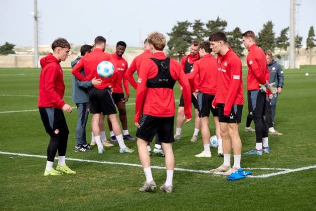 TRAINING GROUNDS, TA™ QALI, MALTA: JANUARY 7, 2025 Soccer players of 1. FC Kaiserslautern prepare for training at the Training Grounds, Ta™ Qali, Malta on January 7, 2025. The 2. Bundesliga German team is undergoing a week winter training camp in Malta as from January 3, 2025. 1. FC Kaiserslautern winter training camp in Malta 2025. MLT_FCK_2025