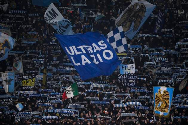 Lazio fans cheer on during the Serie A football match between AS Roma and SS Lazio at Olimpico stadium in Rome (Italy), January 5, 2025. AndreaxStaccioli