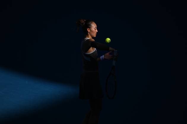 TENNIS AO CHARITY QINWEN SVITOLINA, Zheng Qinwen of China during their charity match between Zheng Qinwen of China and Elina Svitolina of Ukraine at Rod Laver Arena in Melbourne, Wednesday, January 8, 2025. ( NO ARCHIVING, EDITORIAL USE ONLY, NO USE IN BOOKS WITHOUT CONSENT MELBOURNE VICTORIA AUSTRALIA  Copyright: xJAMESxROSSx 20250108138024401224