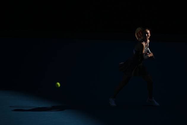 TENNIS AO CHARITY QINWEN SVITOLINA, Zheng Qinwen of China during their charity match between Zheng Qinwen of China and Elina Svitolina of Ukraine at Rod Laver Arena in Melbourne, Wednesday, January 8, 2025. ( NO ARCHIVING, EDITORIAL USE ONLY, NO USE IN BOOKS WITHOUT CONSENT MELBOURNE VICTORIA AUSTRALIA  Copyright: xJAMESxROSSx 20250108164574349529