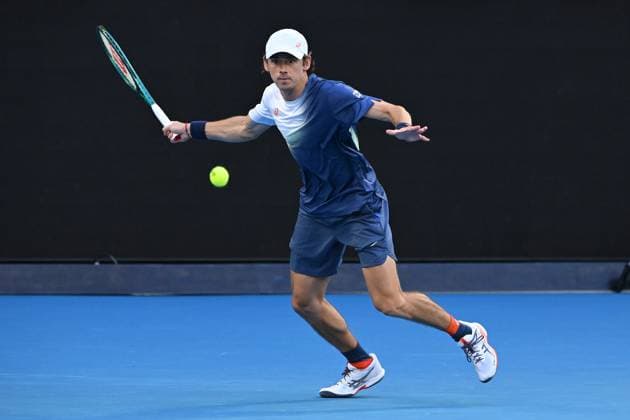 TENNIS AO CHARITY ALCARAZ MINAUR, Alex de Minaur of Australia in action during their charity match between Carlos Alcaraz of Spain and Alex de Minaur of Australia at Rod Laver Arena in Melbourne, Wednesday, January 8, 2025. ( NO ARCHIVING, EDITORIAL USE ONLY, NO USE IN BOOKS WITHOUT CONSENT MELBOURNE VICTORIA AUSTRALIA  Copyright: xJAMESxROSSx 20250108192618853880