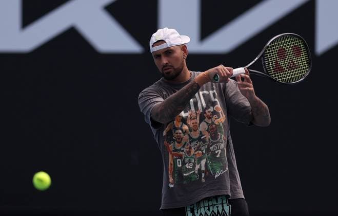 Nick Kyrgios of Australia in action during a practice session Australian Open, Thursday Previews, Tennis, Melbourne Park, Melbourne, Australia - 09 Jan 2025  Copyright: xEllaxLing Shutterstockx 15085483b