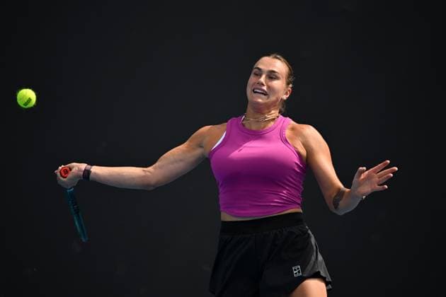 TENNIS AUSTRALIAN OPEN PRACTICE, Aryna Sabalenka of Belarus in action during a practice session during the Australian Open at Melbourne Park in Melbourne, Wednesday, January 08, 2025. ( NO ARCHIVING, EDITORIAL USE ONLY, NO USE IN BOOKS WITHOUT CONSENT Melbourne Victoria Australia  Copyright: xJAMESxROSSx 20250109176635409691