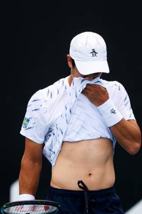 January 9, 2025: MELBOURNE, AUSTRALIA - JANUARY 09: Mackenzie McDonald of USA in his match against Gauthier Onclin of Belgium in final qualifying for the 2025 Australian Open at Melbourne Park on January 9, 2025 in Melbourne, Australia. - ZUMAp121 20250109_zsp_p121_043 Copyright: xChrisxPutnamx
