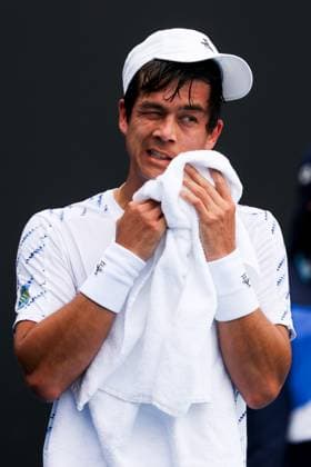 January 9, 2025: MELBOURNE, AUSTRALIA - JANUARY 09: Mackenzie McDonald of USA in his match against Gauthier Onclin of Belgium in final qualifying for the 2025 Australian Open at Melbourne Park on January 9, 2025 in Melbourne, Australia. - ZUMAp121 20250109_zsp_p121_045 Copyright: xChrisxPutnamx
