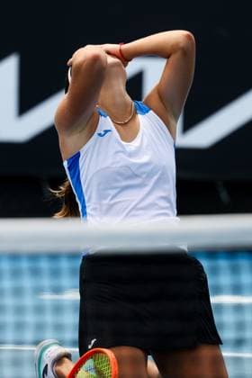 January 9, 2025: MELBOURNE, AUSTRALIA - JANUARY 09: Julia Riera of Argentina beats Maddison Inglis of Australia in qualifying for the 2025 Australian Open at Melbourne Park on January 9, 2025 in Melbourne, Australia. Melbourne Australia - ZUMAp121 20250109_zsp_p121_039 Copyright: xChrisxPutnamx