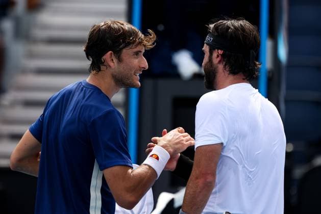 January 9, 2025: MELBOURNE, AUSTRALIA - JANUARY 09: Nikoloz Basilashvili of Georgia beats Francesco Passaro of Italy in final qualifying for the 2025 Australian Open at Melbourne Park on January 9, 2025 in Melbourne, Australia. Melbourne Australia - ZUMAp121 20250109_zsp_p121_050 Copyright: xChrisxPutnamx