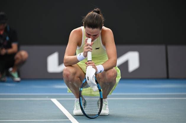 TENNIS AUSTRALIAN OPEN QUALIFYING, Kimberly Birrell of Australia reacts after defeating Kimberly Birrell in their womens qualifying Final Round singles match between Kimberly Birrell of Australia and Oksana Selekhmeteva or Russia for the Australian Open tennis tournament at Melbourne Park in Melbourne, Thursday, January 9, 2025. ( NO ARCHIVING, EDITORIAL USE ONLY, NO USE IN BOOKS WITHOUT CONSENT MELBOURNE VICTORIA AUSTRALIA  Copyright: xJAMESxROSSx 20250109149160821750