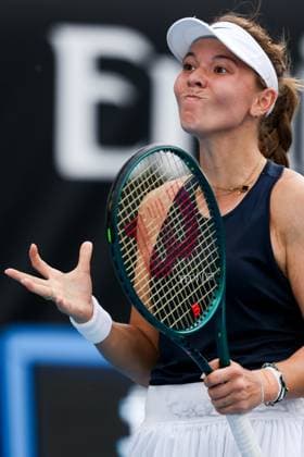 January 9, 2025: MELBOURNE, AUSTRALIA - JANUARY 09: Oksana Selekhmeteva of Russia reacts whilst playing Kimberly Birrell of Australia in final qualifying for the 2025 Australian Open at Melbourne Park on January 9, 2025 in Melbourne, Australia. - ZUMAp121 20250109_zsp_p121_082 Copyright: xChrisxPutnamx