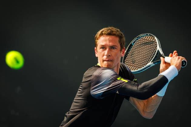 Belgian Kimmer Coppejans pictured in action during a tennis match against Monegasque Vacherot, in the third round of the qualifiers for the men s singles tournament, at the Australian Open Grand Slam tennis tournament, Thursday 09 January 2025 in Melbourne Park, Melbourne, Australia. The 2024 edition of the Australian Grand Slam takes place from January 14th to January 28th. PATRICKxHAMILTON  x109995003x