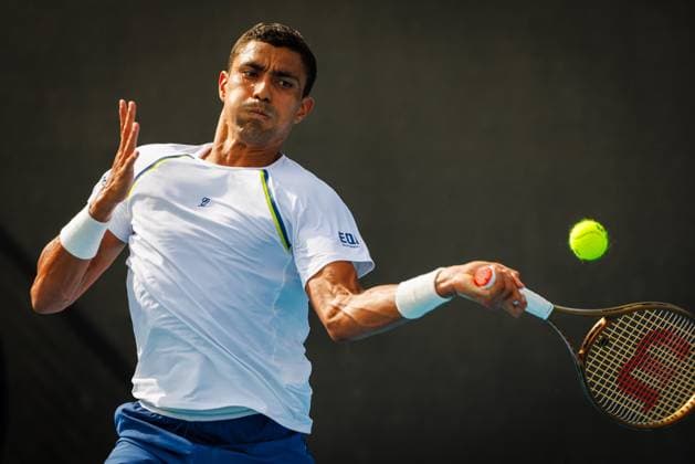French-Monegasque Valentin Vacherot pictured in action during a tennis match against Belgian Coppejans, in the third round of the qualifiers for the men s singles tournament, at the Australian Open Grand Slam tennis tournament, Thursday 09 January 2025 in Melbourne Park, Melbourne, Australia. The 2024 edition of the Australian Grand Slam takes place from January 14th to January 28th. PATRICKxHAMILTON  x109995020x