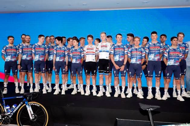 2025 Soudal Quick-Step Team Presentation CALP, SPAIN - JANUARY 09 : team pictured during the 2025 team presentation of the Soudal Quick-Step pro cycling team on January 9, 2025 in Calp, SPAIN, 09 01 2025 Calp SPAIN  Copyright: xJanxDexMeuleneirx