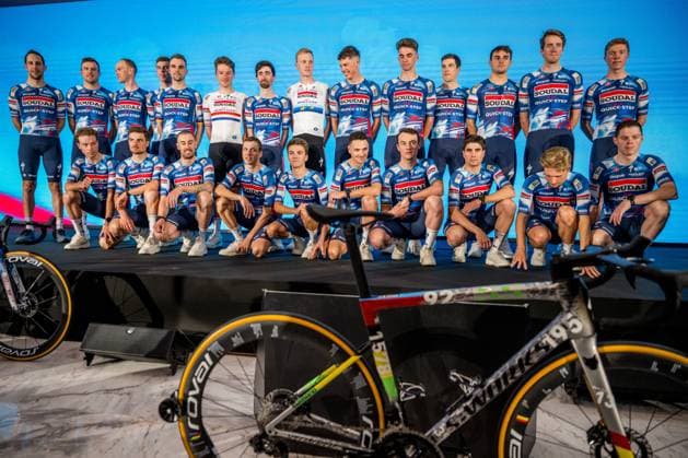 Soudal Quick-Step riders pictured during the media day of the Soudal Quick-Step cycling team in Calpe, Spain, Thursday 09 January 2025. JASPERxJACOBS  x110009450x