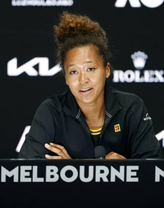 Tennis: Australian Open Naomi Osaka of Japan attends a press conference, PK, Pressekonferenz in Melbourne on Jan. 10, 2025, ahead of the upcoming Australian Open tennis tournament.  A14AA0003960202P