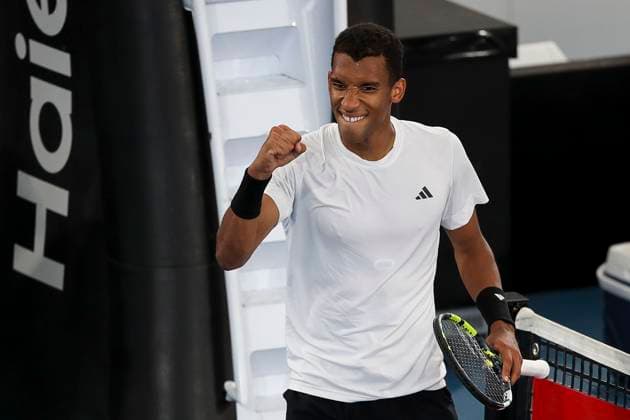 TENNIS ADELAIDE INTERNATIONAL, Felix Auger-Aliassime of Canada after victory in his match against Tommy Paul of the USA during the Adelaide International at Memorial Drive Tennis Club in Adelaide, Friday, January 10, 2025. ( NO ARCHIVING, EDITORIAL USE ONLY, NO USE IN BOOKS WITHOUT CONSENT ADELAIDE SOUTH AUSTRALIA AUSTRALIA  Copyright: xMATTxTURNERx 20250110194687344200