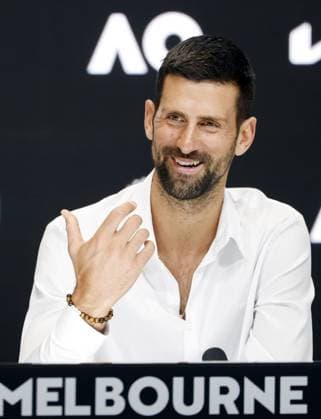 Tennis: Australian Open Novak Djokovic of Serbia attends a press conference, PK, Pressekonferenz in Melbourne on Jan. 10, 2025, ahead of the upcoming Australian Open tennis tournament.  A14AA0003960855P