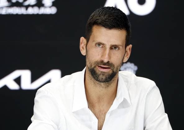 Tennis: Australian Open Novak Djokovic of Serbia attends a press conference, PK, Pressekonferenz in Melbourne on Jan. 10, 2025, ahead of the upcoming Australian Open tennis tournament.  A14AA0003960863P
